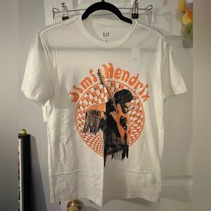 GAP Jimi Hendrix Graphic Tee - White with Orange and Black Print